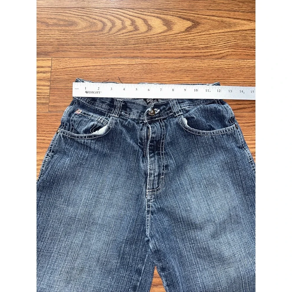 vtg SOUTHPOLE 90's Boys Shorts Size 10 Blue Denim RN82628 faded flat front relax - Picture 5 of 7